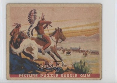 1933 Wild West Series R172 Puzzle Back A Wagon Train Attack #3 04le