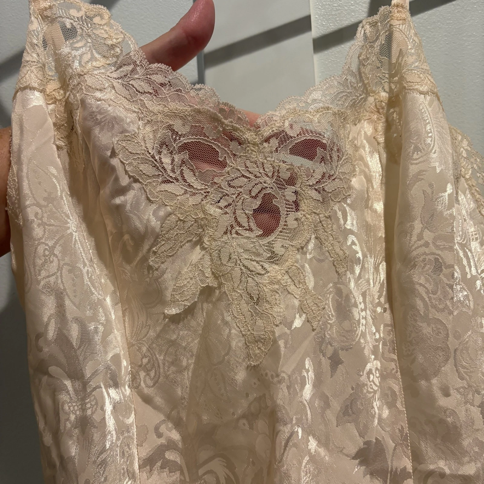 UNDERCOVER Camicia vintage Victoria's Secret media etichetta oro avorio pizzo raso lingerie anni 90