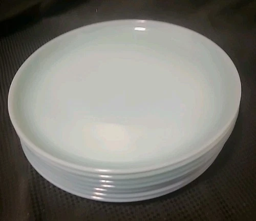Vintage Fire King Delphite Blue Oven Ware Dinner Plates - Set of 7