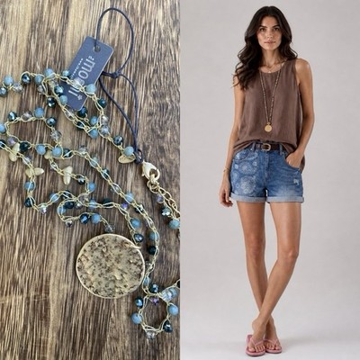 The Moshi Modeschmuck Kette Damen grün schwarz BOHO Hippie