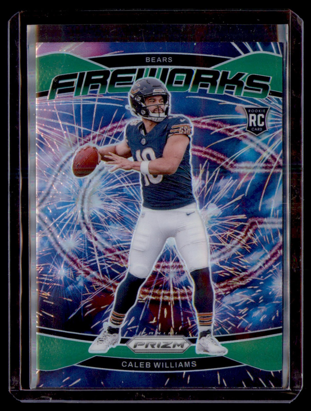 2024 Panini Prizm - Fireworks Green Prizm #25 Caleb Williams