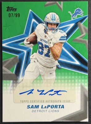 Sam LaPorta 2026 Topps NFL Stars Auto Green /99 #NFLSA-SL Detroit Lions