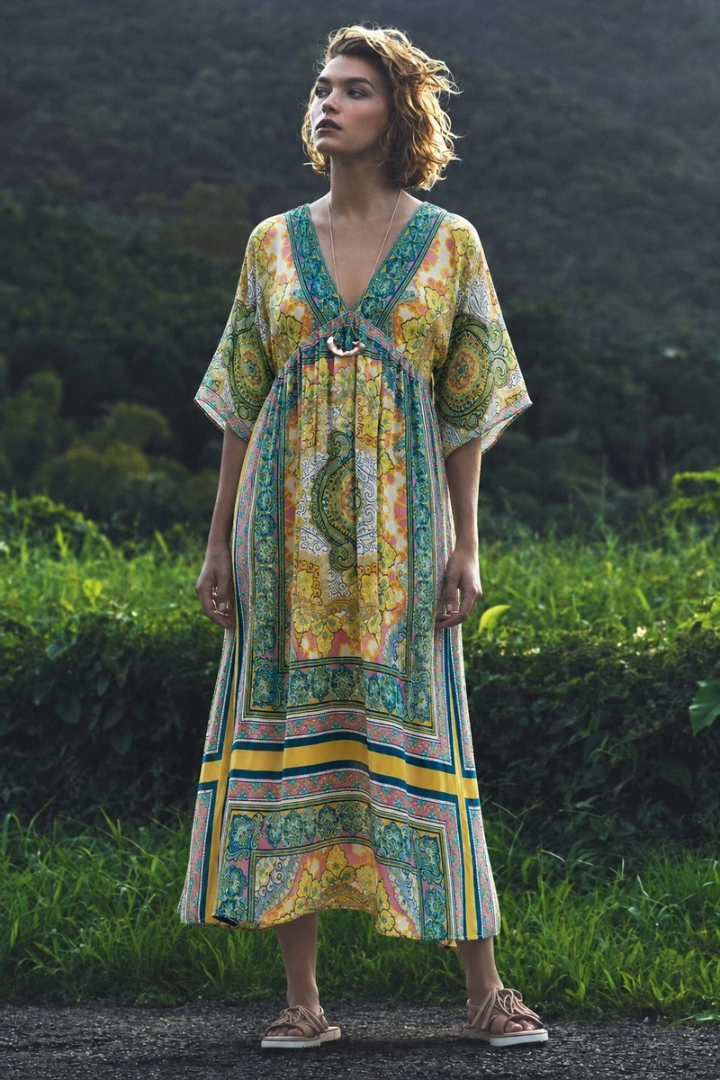 sundance women's floral paisley maxi dress product info and reviews NWT Catalog Garden Soiree Blue Mist XS Embroidered elongating line Sundance Billow Dress Blue Paisley