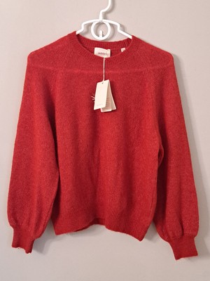 Dôen Women's Marsena Cerise Red Crew Neck Long Sleeve Sweater Size M