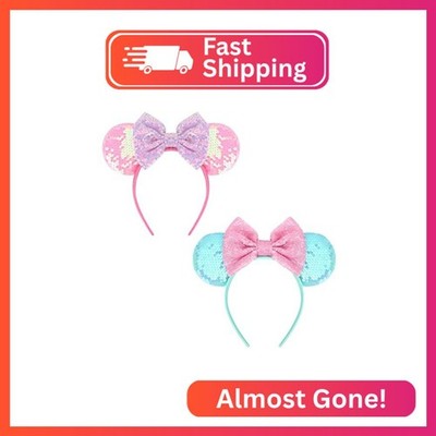 DRESHOW Mouse Ears Bow Headbands Glitter Party Decoration Cosplay Costume for Wo