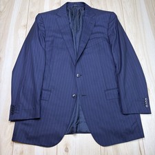 Ermenegildo Zegna 15 MILMIL 15 Wool Double Pinstripe Blazer Mens 44R Navy Blue