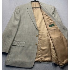 Lauren Ralph Lauren Mens 48R Silk Wool Blend Blazer Sport Coat Houndstooth Tan