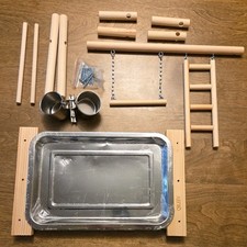 New QBLEEV Bird Playground Parrot Playstand Ladder Swing Wood gym.