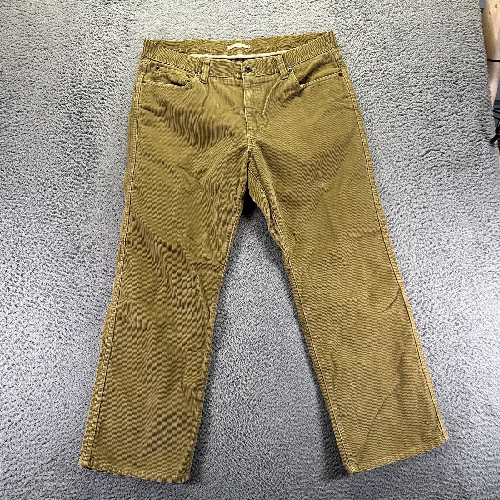 L.L.Bean Pant Mens 38x29 Brown Cotton Corduroy Chino Straight Leg Preppy Career