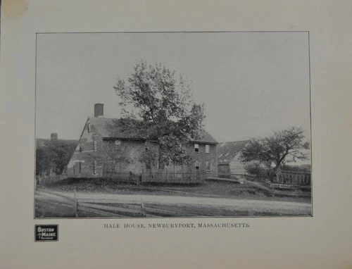 Antique Newburyport Massachusetts Art Print Old Hale House 1902 Black & White
