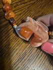 Artisan Polychrome Jasper Carved Frog Pendant Necklace Banded Agate Trade Bead — photo 5
