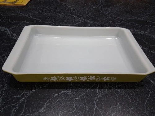 PYREX 933 Spring Blosson glass Lasagna baking dish VINTAGE 13" X 8" X 3/4"