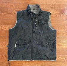 Pineapple Connection Vintage Y2K Quilted Tactical Vest Full Zip Black Large