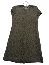 Zara Woman Sweater Dress Womens Small Gray Textured Knit Short Sleeve Zip Back