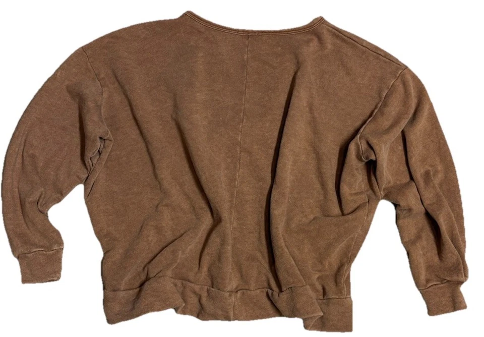 Sudadera para mujer Pink Lily pequeña súper grande marrón cuello en V mangas 3/4 Foto 3 de 3