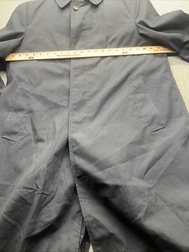 Vintage Botany 500 Men's Navy Blue trench Coat 40 S casual cozy event Y2K button - Image 3 of 4