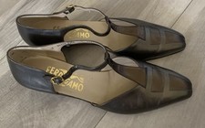 Vtg Salvatore Ferragamo Metallic Brown Shoes Womens Strappy Low Heel Sz 8 AAA