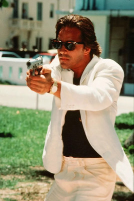 Miami Vice Don Johnson Pointing Gun 8x10 PRINT PHOTO
