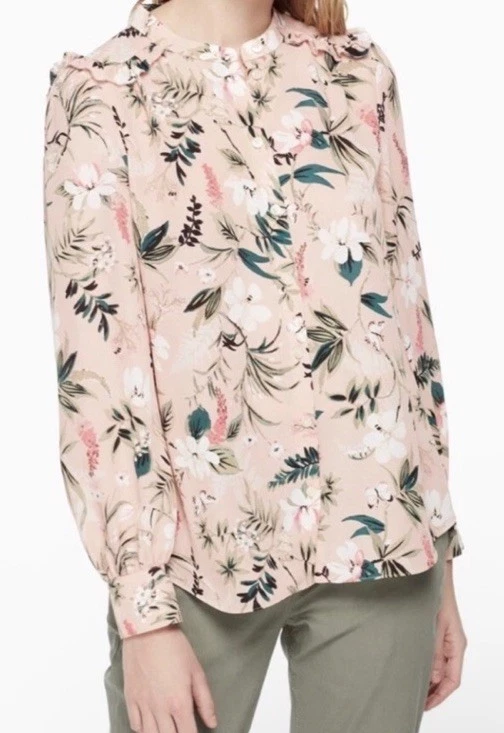 Camicetta Kate Spade floreale botanica manica lunga in rosa cammeo paludoso taglia S