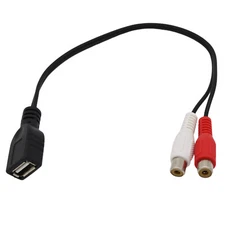 USB 2.0 A Female to 2 RCA Phono Female Audio Video AV PC Composite Adapter Cable