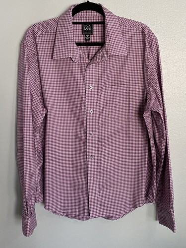 Jos A Bank Herren XL Slim Fit Traveler Lila Kariert Langarm Hemd mit Knöpfen - Bild 2 von 8