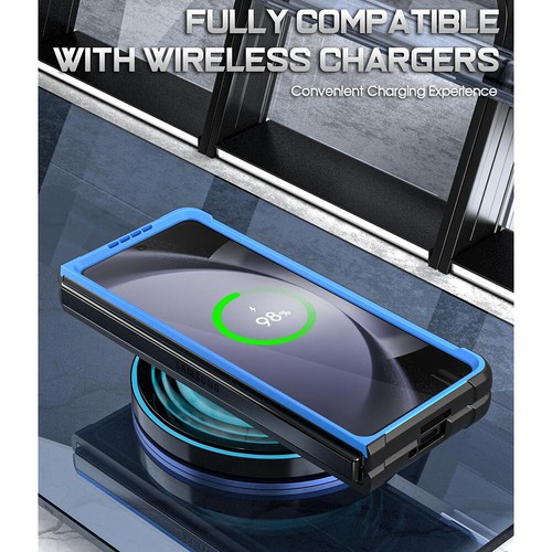 Funda plegable 5 para Samsung Galaxy Z | Cubierta de soporte de pantalla poética incorporada azul - Imagen 4 de 8
