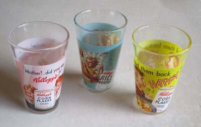 Kelloggs Cornflakes Glas Gläser - Kelloggs Rice Krispies Corn Flakes- ca. 0,25 l