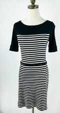 Lauren Ralph Lauren Womens Size PS Black White Striped Shift Dress With Belt