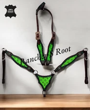 Western Leather Tack Set For Horse |  Green Gladiator Tack Set