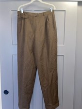 VTG Ralph Lauren Pants Pure Wool Pleated Brown Trouser western equestrian 14