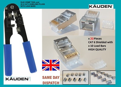 20 Stück RJ45 Cat6 5e A Schirmung Netzwerk Steckverbinder Stecker Klemmen FTP + WERKZEUG