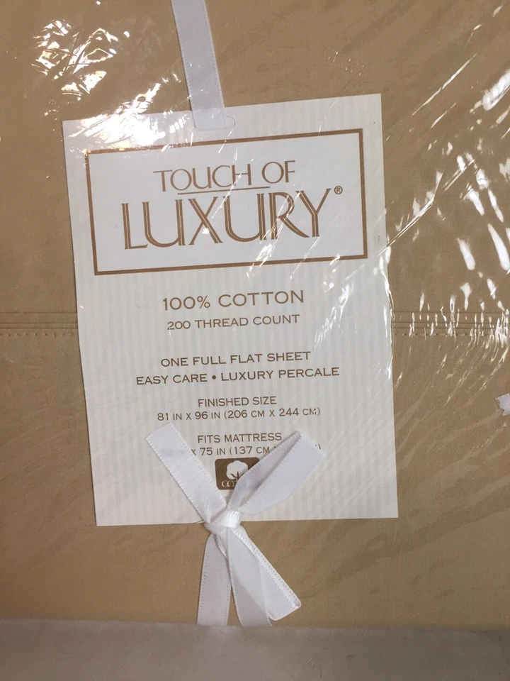 Vintage 1990’s Full Flat Sheet Touch Of Luxury Mervyn’s Made In The USA Khaki - Image 2 of 3