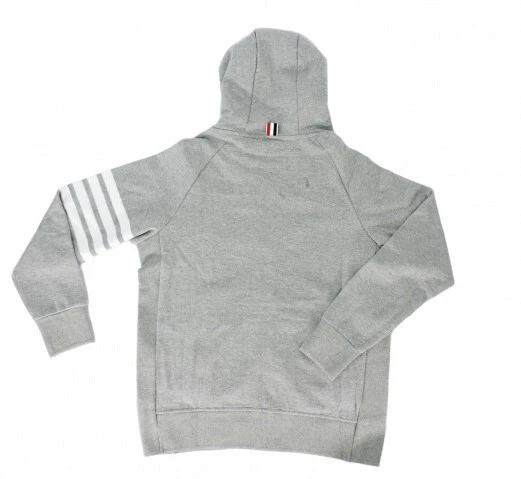 Felpa con cappuccio e zip Thom Browne grigia classica loopback 4 bar nuova con etichette taglia 3 (media grande)