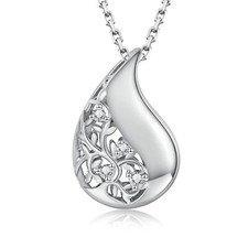 Sterling Silver Tree of Life Teardrop Urn Necklace for Ashes Cremation Jewelry