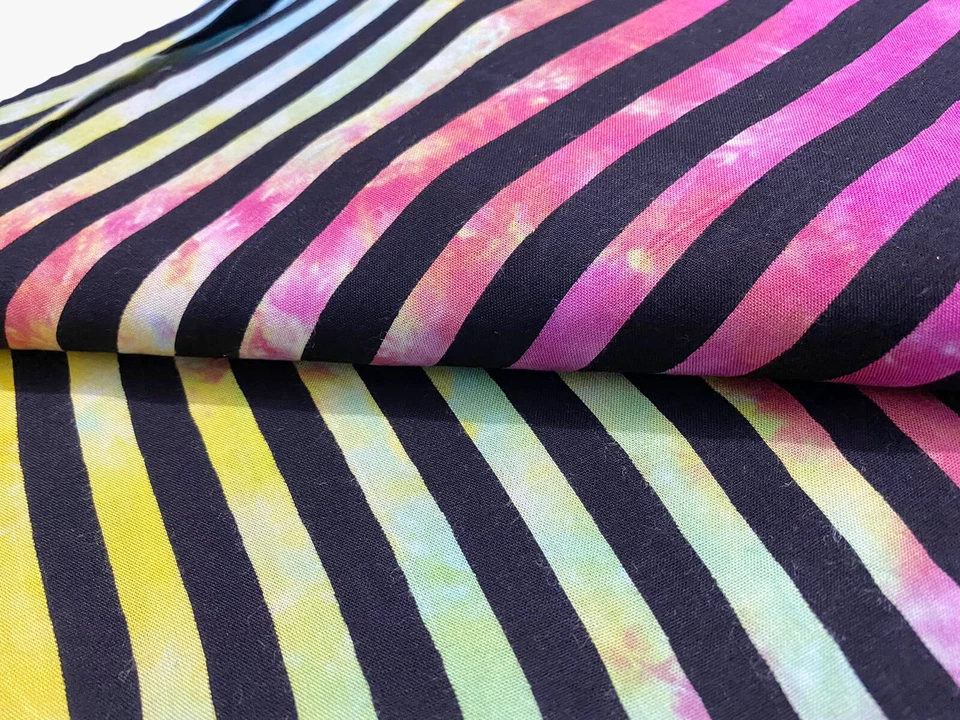 Indian Cotton Tie Dye Striped Fabric Dressmaking Fabric Rayon Fabric 7 Yards US - Image 2 of 4