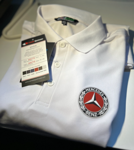 Polo Mercedes-Benz Logo Performance Shirt for Men High Quality Polyester White - Zdjęcie 1 z 5
