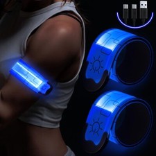 LED Armbands for Running 2 Pack USB Rechargeable Reflective Running Gear High...