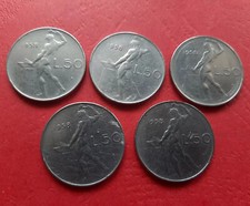 LOTTO 50 Lire 1958 Vulcano 1° tipo Repubblica Italiana 1954 - 1989 Set 5 monete