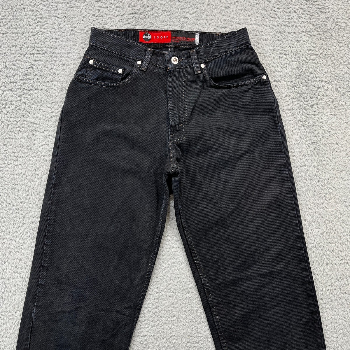 24h発送 LEVI'S Silver Tab 90s USA製 34x34 Vintage Levi's SilverTab Jeans Mens 29x34 Black Wash Loose Skater