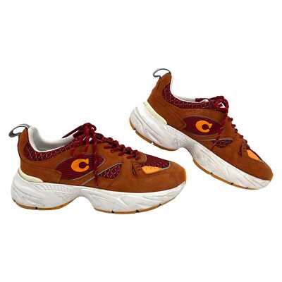 Coach Orange Red Suede Chunky Sneakers | Women's 9, Men's 7.5 | eBay
