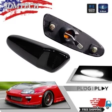 For 2000-2005 Toyota Celica White LED Front Bumper Side Marker Light Smoked Pair