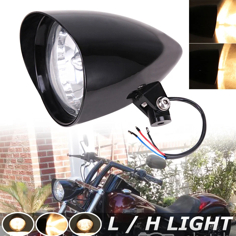 5.75" Bullet Headlight Assembly For Harley Sportster Softail Dyna Bobber Chopper - Image 4 of 4