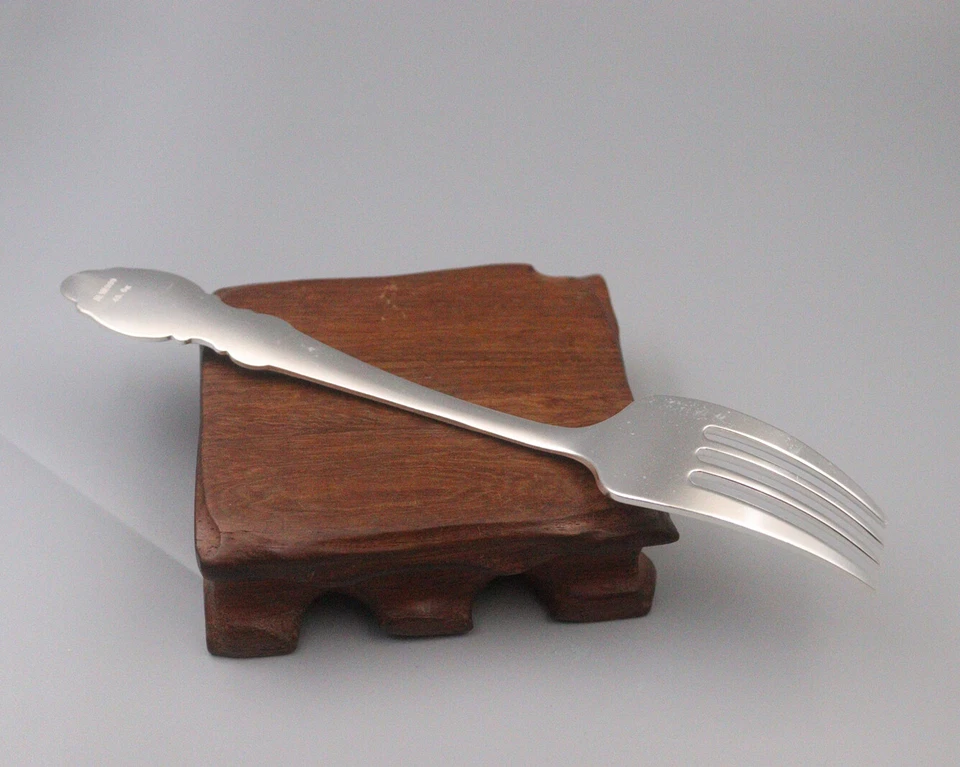 Tenedor de plata pura S999 mango de grabado tenedor de frutas tenedor de ensalada de carne tenedor de postre Foto 4 de 4