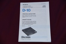 Instruction only for Sony D-10 Discman Personal CD Player