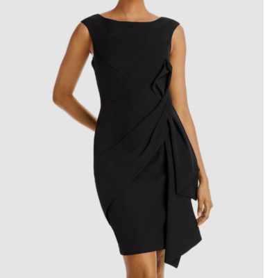 ELIZA J RUCHED GATHERED CAP SLEEVE BLACK SHEATH DRESS 10 | eBay