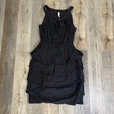 Maeve Anthropologie Prairie peasant Black Festival Pockets Lined Cotton Dress 0