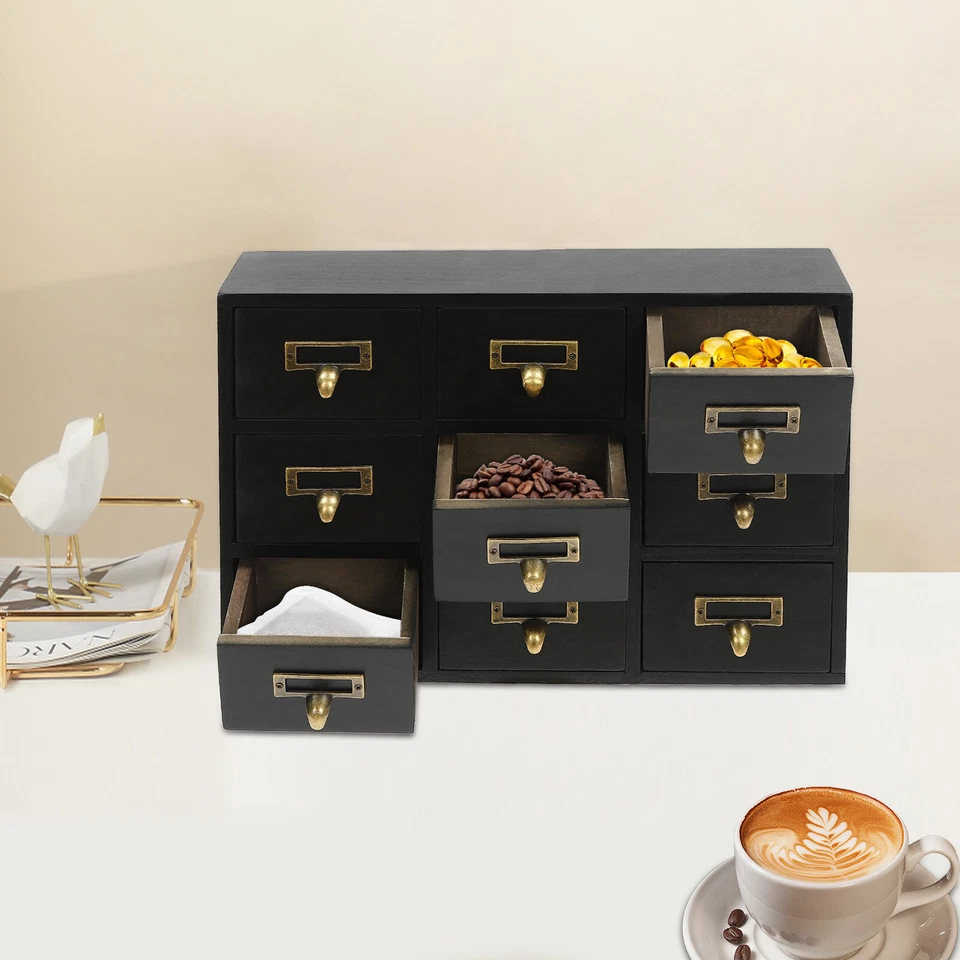 Apothecary Chest & Cabinet, Wooden Medicine Drawer Organizer Box With 9 Drawers - Image 3 of 4