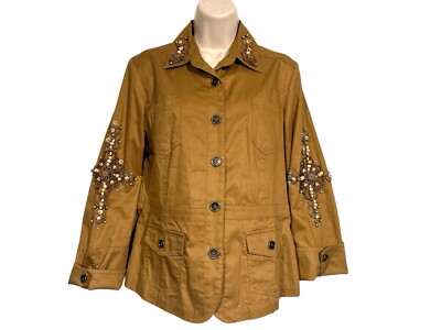 Together Women s Size 12 Lightweight Button Down Jacket/Stand Out Trim RN#114262