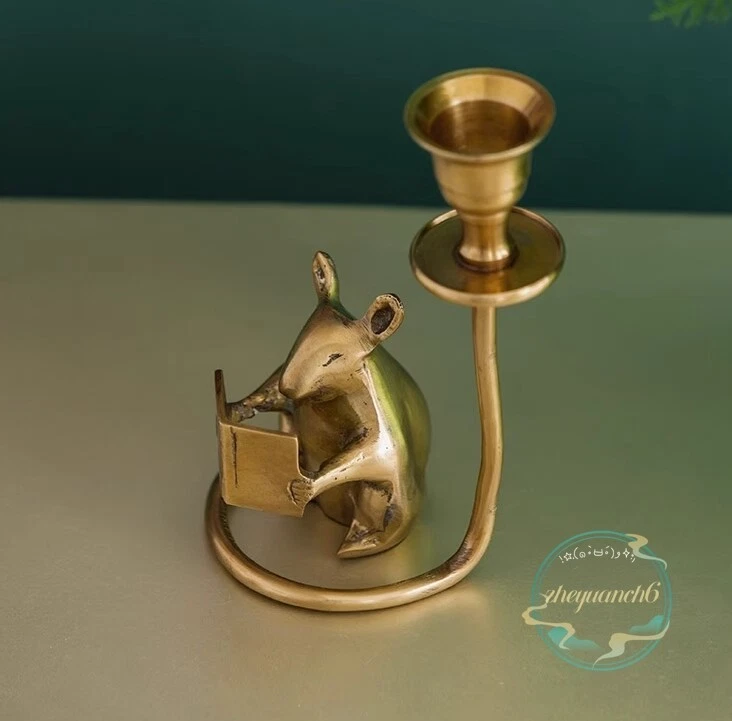 Домашний сад латунная мышь книга для чтения подсвечник декор подсвечник милые подарки - Изображение 2 из 4