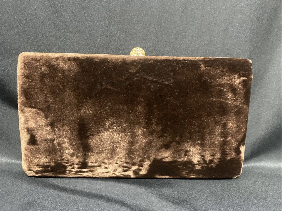 Cartera de terciopelo vintage adjunta monedero y cierre de estrás de color Foto 4 de 4